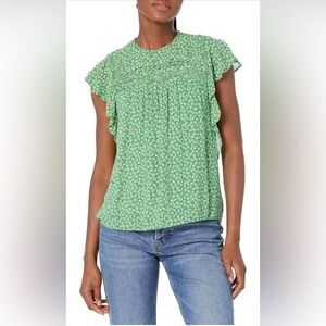 Joie Green Floral Blouse large silk nwt